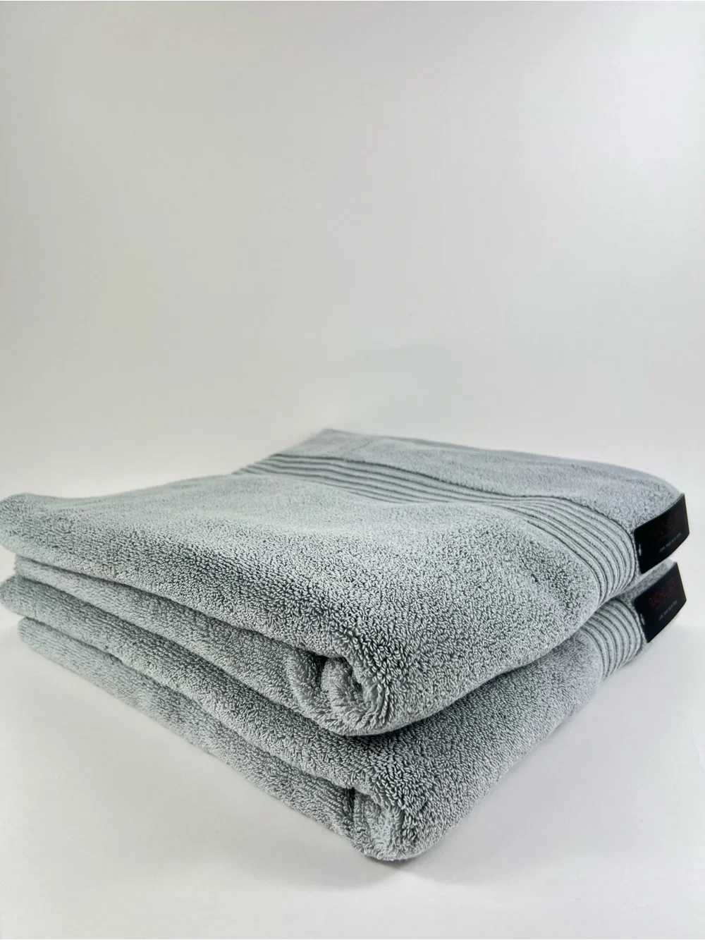 Rachel Zoe Bamboo Bath Towel Set Luxe Twist Gray Plush Cotton Blend 2 Pc NEW